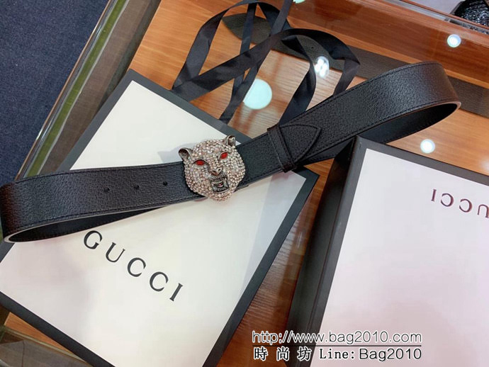 GUCCI古馳 官網爆款 正品規格 原單品質 進口豬皮紋 施華洛水晶滿鑽扣 男女通用 爆款皮帶  xfp1322